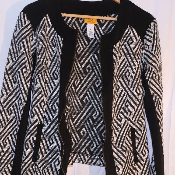 Ruby Road Size 10 Blazer Zip Front Black White Black Trim - Picture 14 of 14